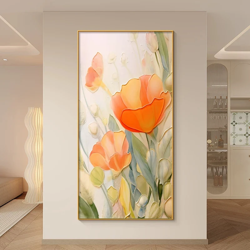 Künstlerisches strukturiertes florales Leinwandkunstwerk für Innenräume