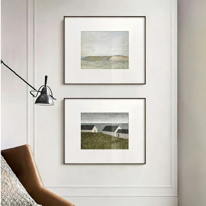Gerahmter minimalistischer Landschaftskunstdruck