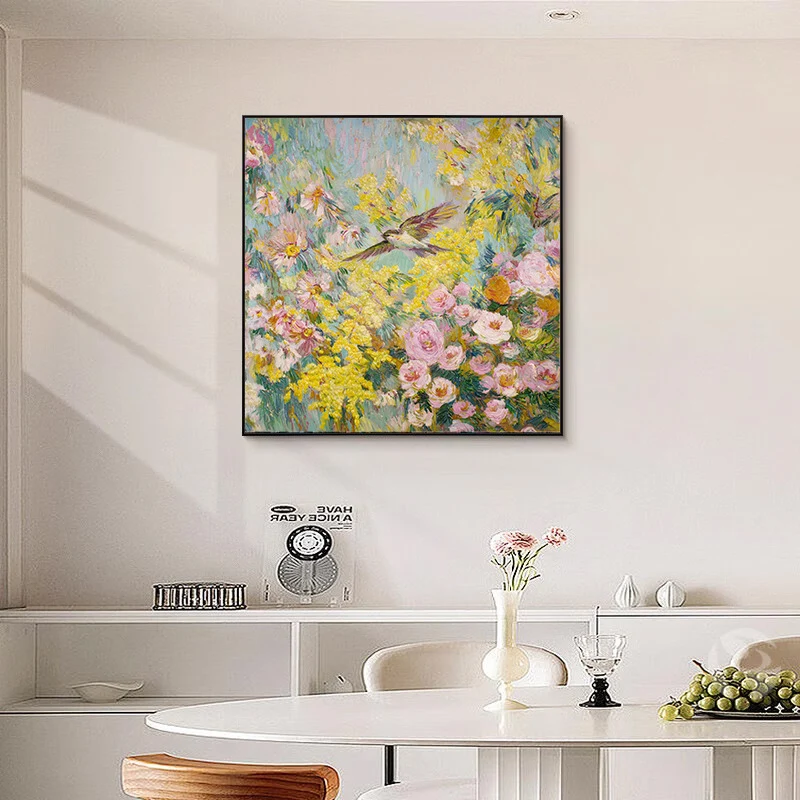 Blumenmuster-inspiriertes Leinwandkunstwerk