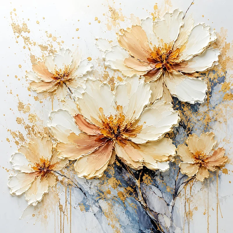 Elegante florale strukturierte Leinwandkunst