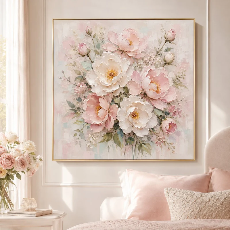 3D Texturiertes Floral Leinwand-Kunstwerk