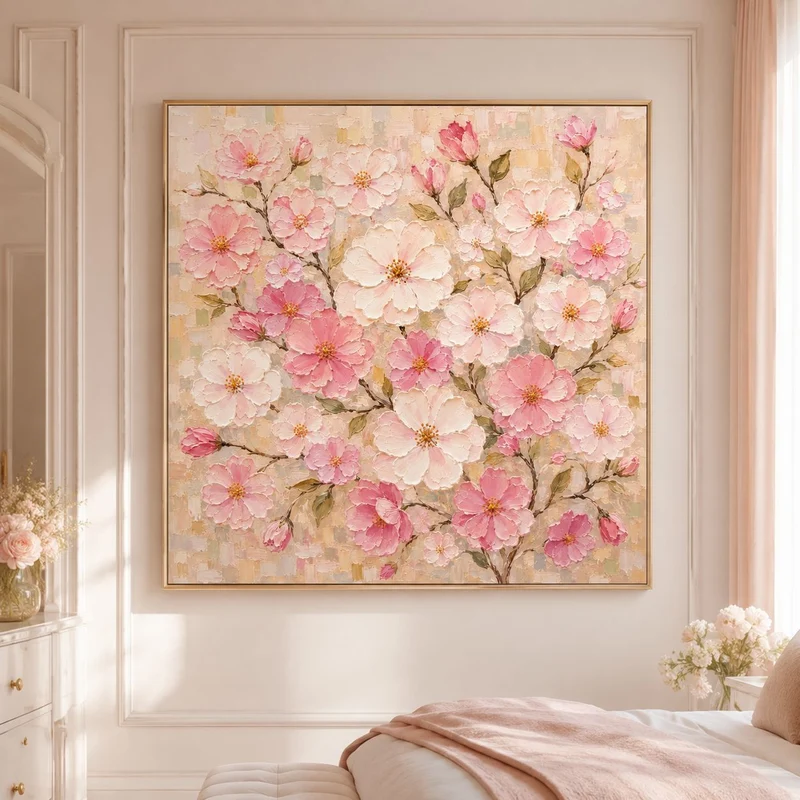 3D Texturiertes Floral Leinwand-Kunstwerk
