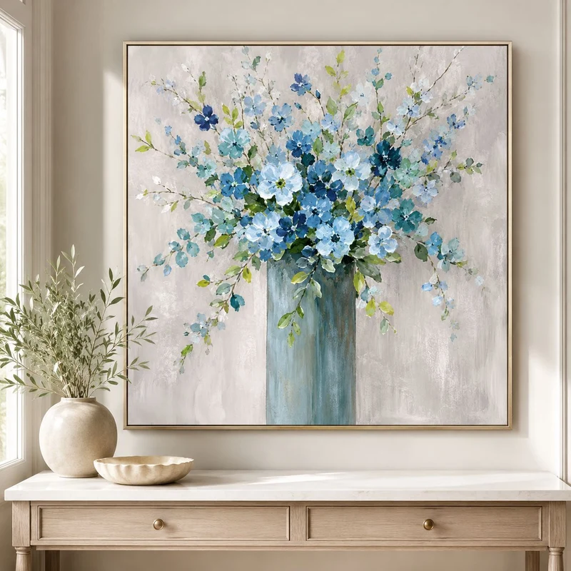 3D Texturiertes Floral Leinwand-Kunstwerk