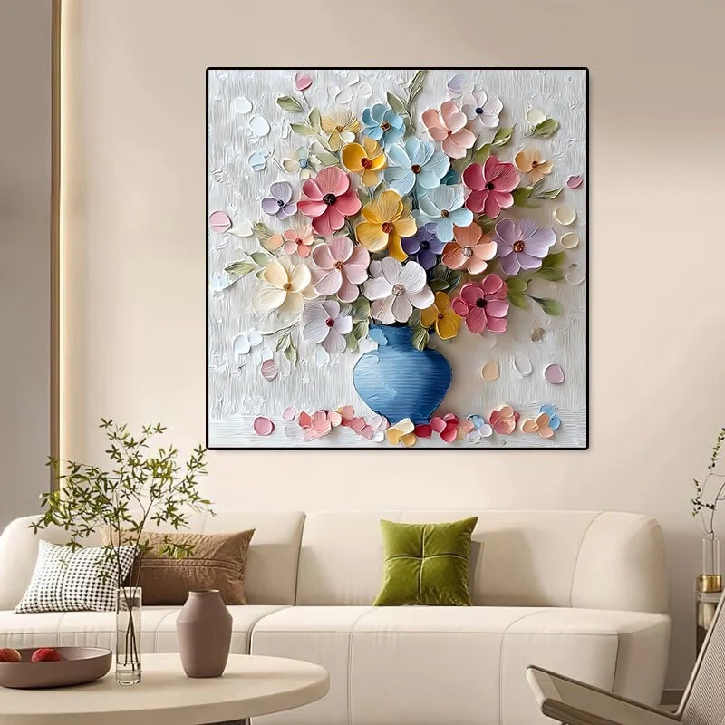 3D Texturiertes Floral Leinwand-Kunstwerk