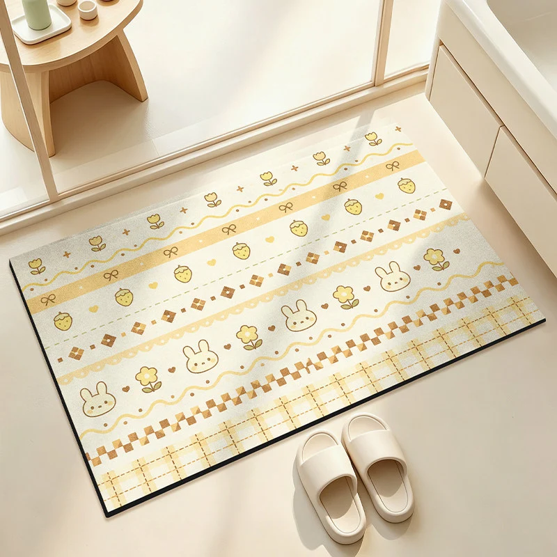 Weicher floral gemusterter Badezimmerteppich