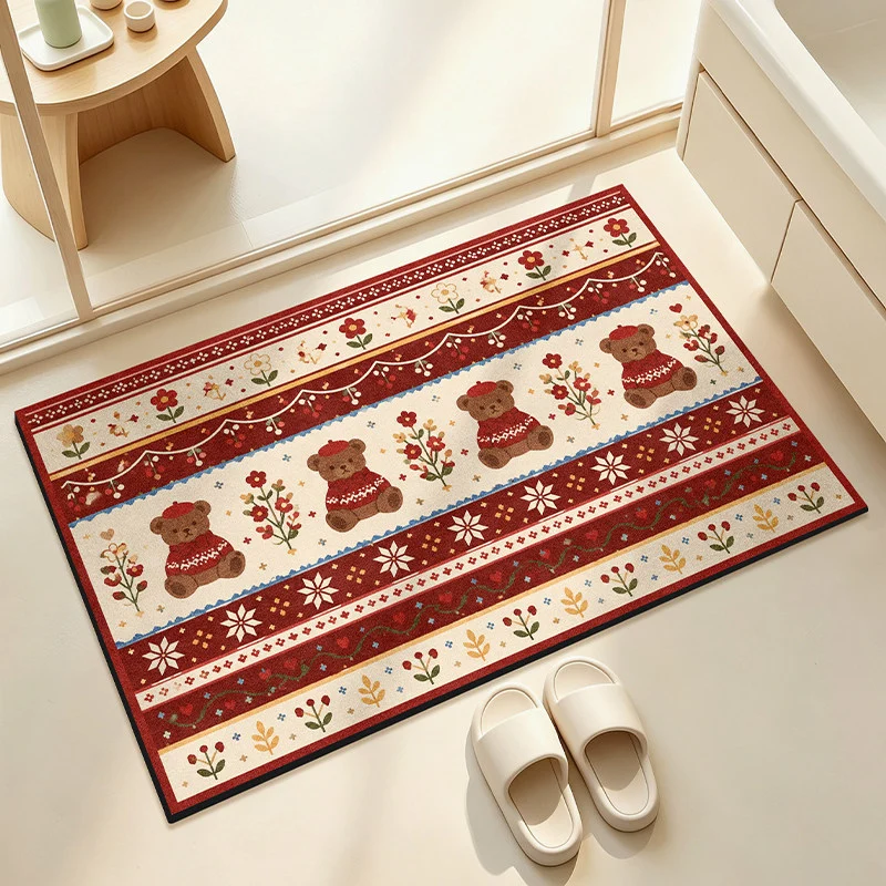 Weicher floral gemusterter Badezimmerteppich