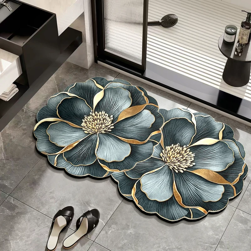 Elegante Blumenmuster-Badmatte für Badezimmer
