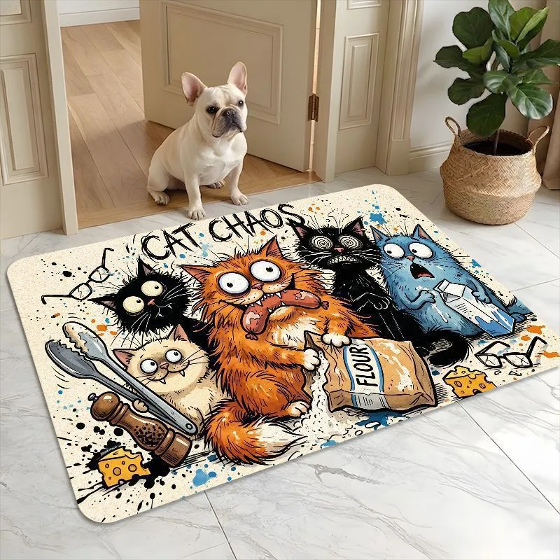 Niedliche Cartoon-Katzen-Themen-Bodenmatte