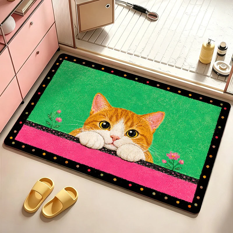 Künstlerische katzenmotivierte Badematte
