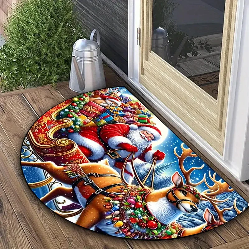 Halbrundes Fußmatte, Kristallvelours, Weihnachtsdesign