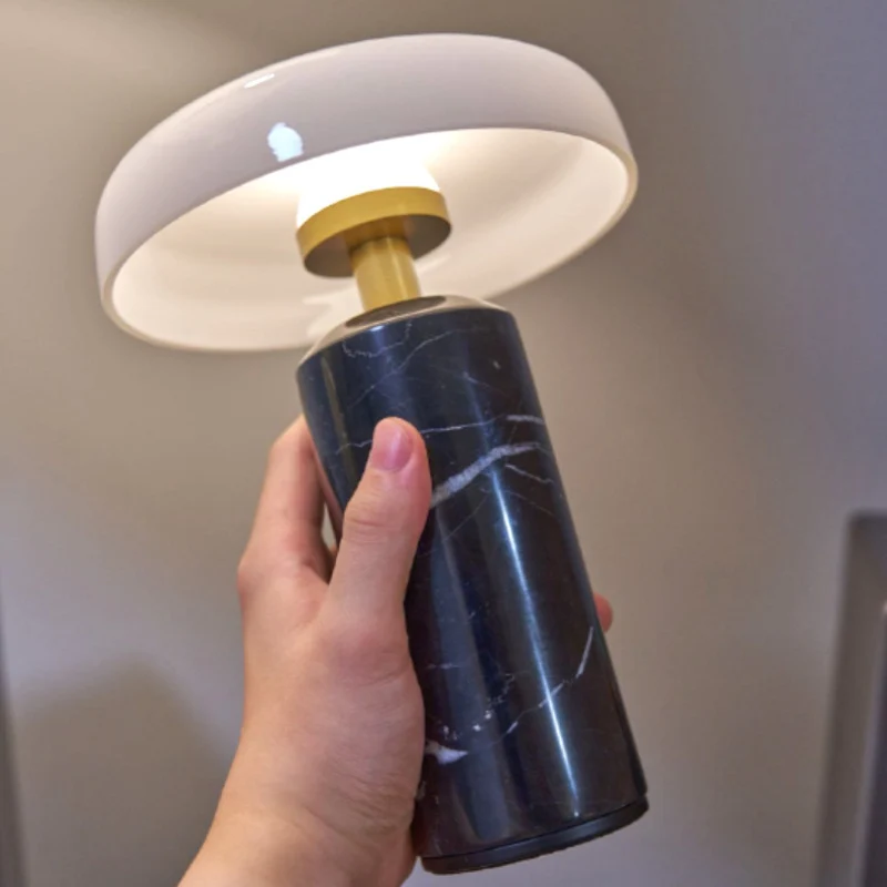 Tragbare Tischleuchte, Marmor, LED, Touchschalter