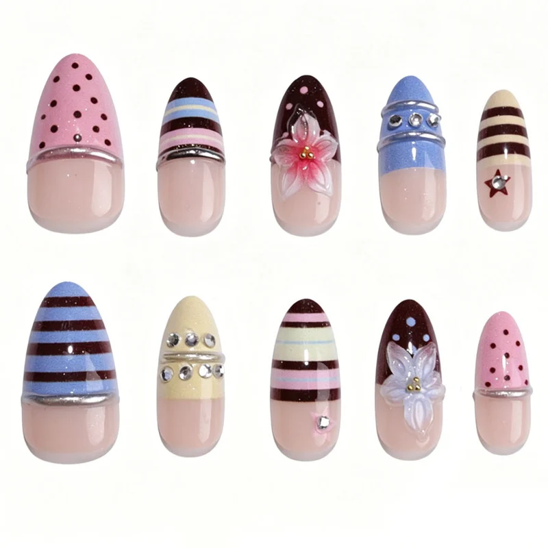 Dekorativer Press-On Nagelset Karnz