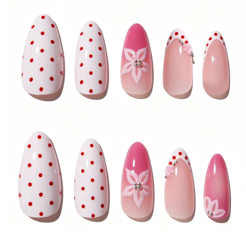 Dekorative Florale Stiletto Nagelkunst Kollektion Karnz