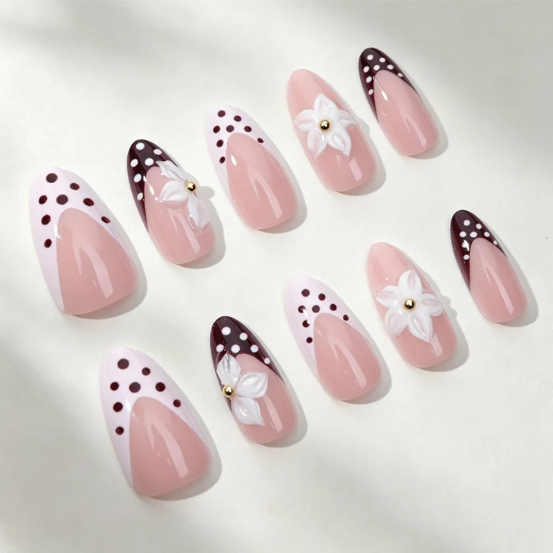 Künstlerische Florale Stiletto Presse-Nägel Karnz