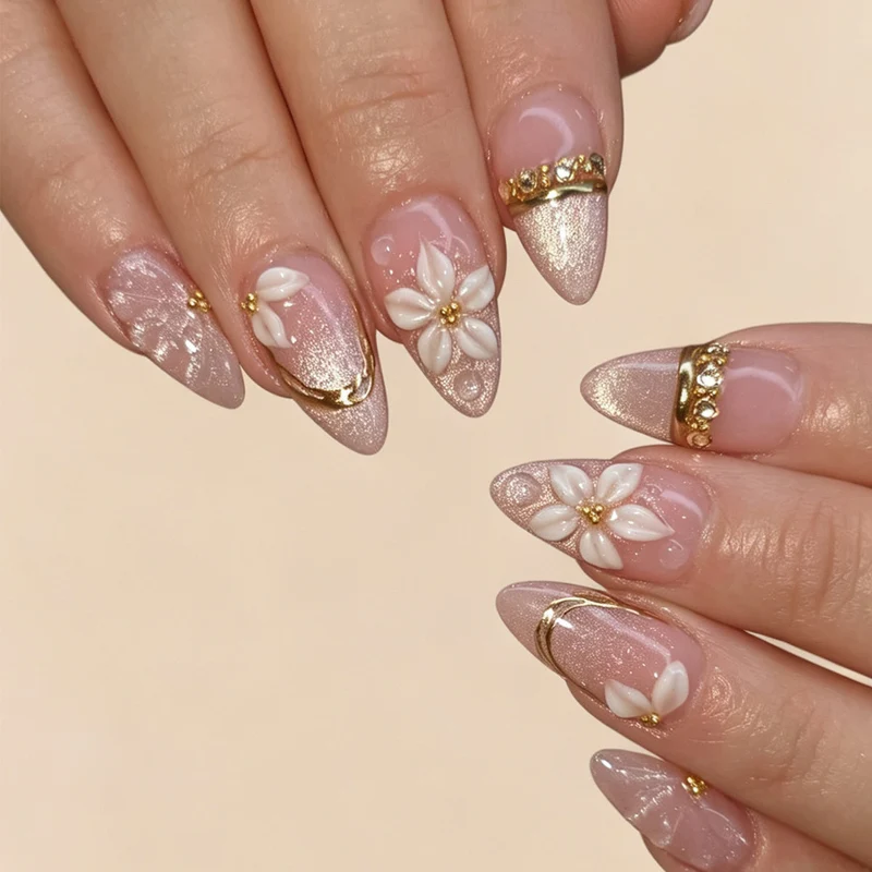 Künstlerische florale Acryl-Press-On-Nägel Karnz