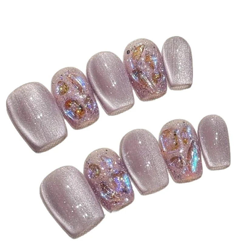 Glitzerndes Acryl Press-On Nagelset Karnz