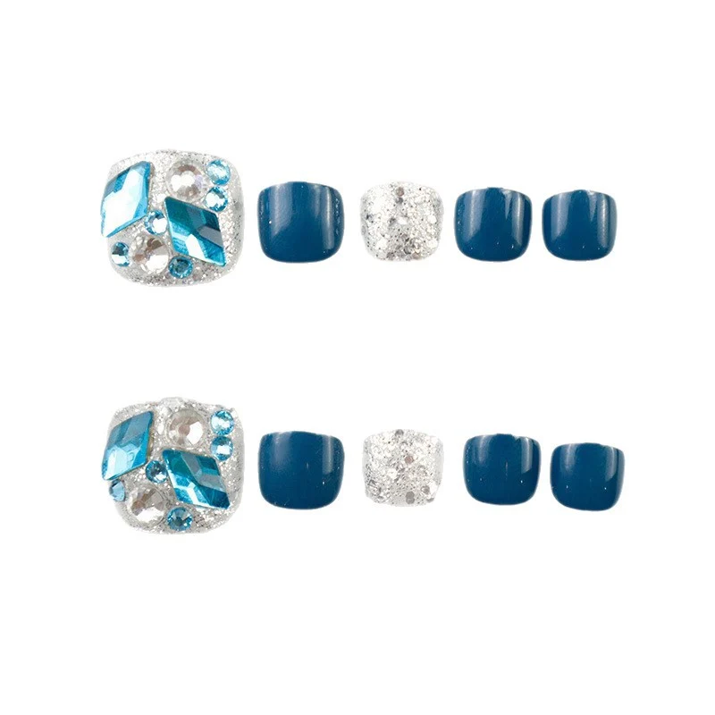Rhinestone-beschlagene Press-On Fußnagel Set Karnz