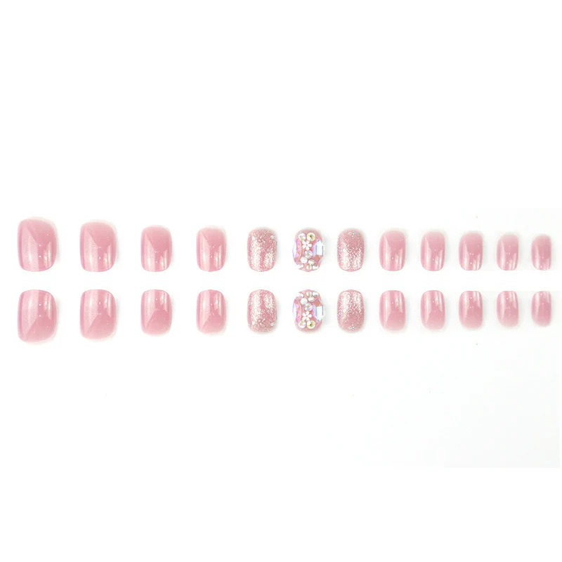 Premium Funkelnde Press-On Nagelset mit dekorativen Strasssteinen Karnz