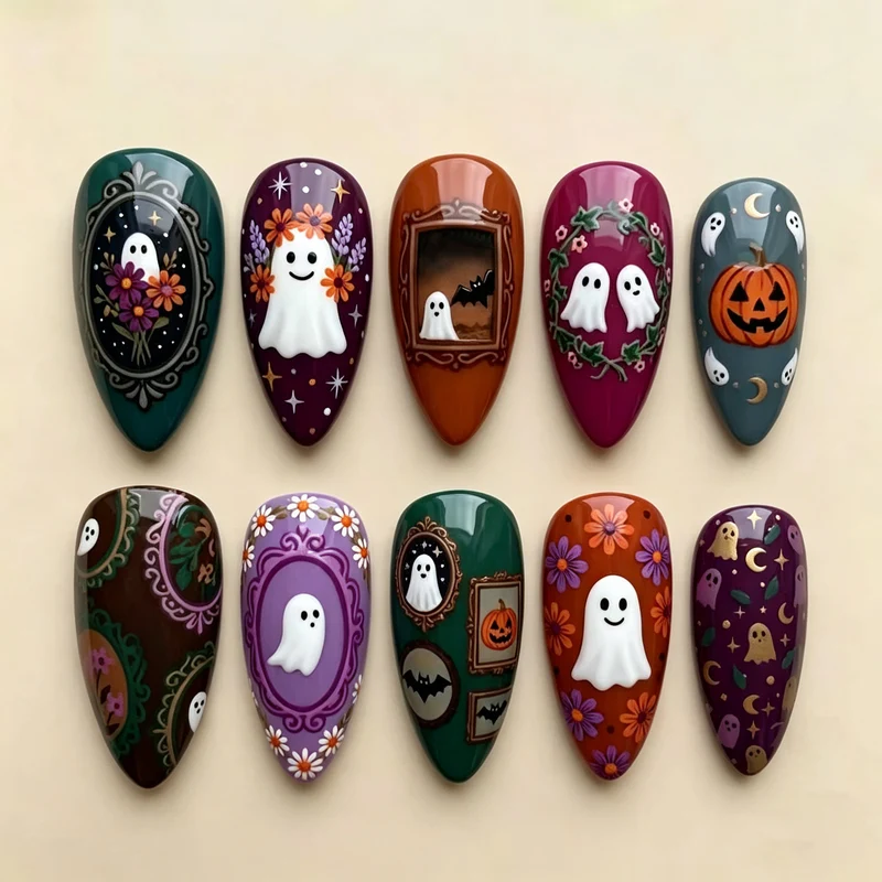 Halloween-Themen Dekorative Press-On Nagelset Karnz