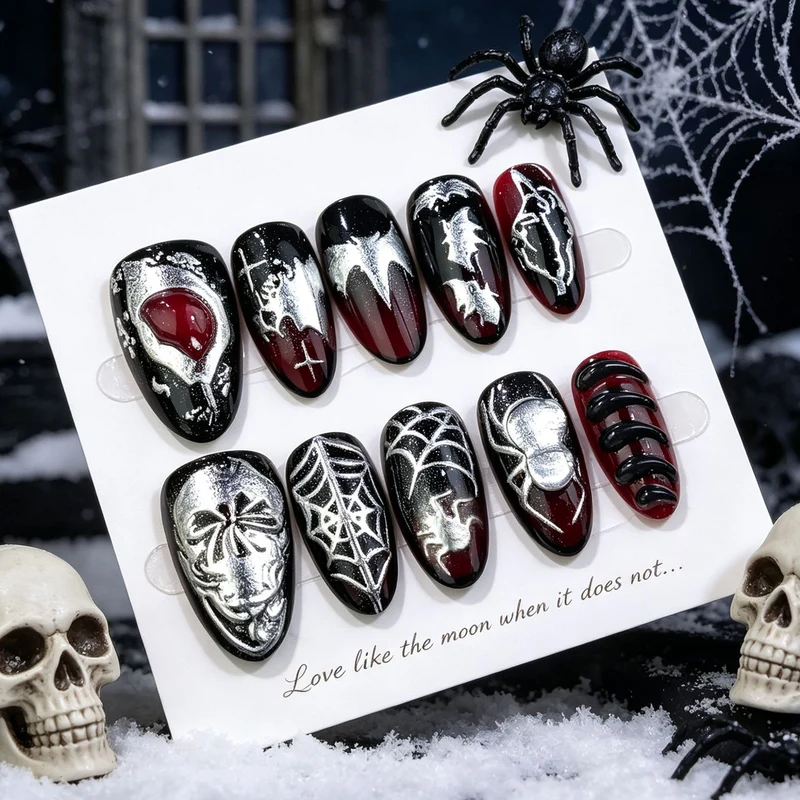 Gothic Halloween-Themen Press-On Nagelkunst Set Karnz