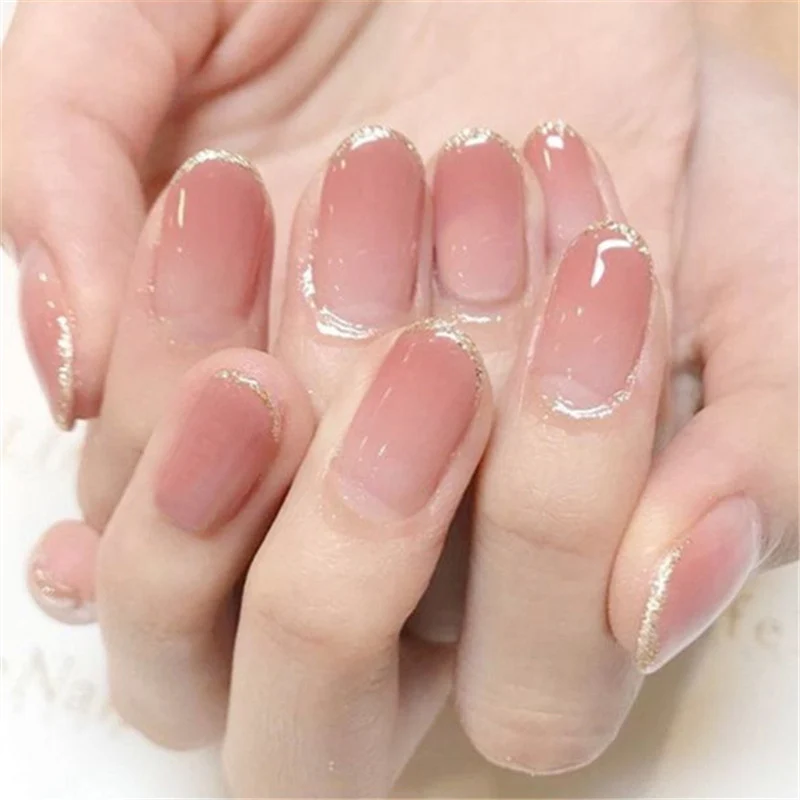 Glänzendes French Tip Press-On Nails Set Karnz