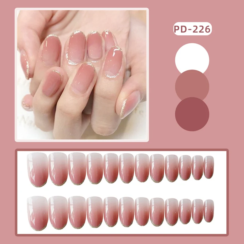 Glänzendes French Tip Press-On Nails Set Karnz