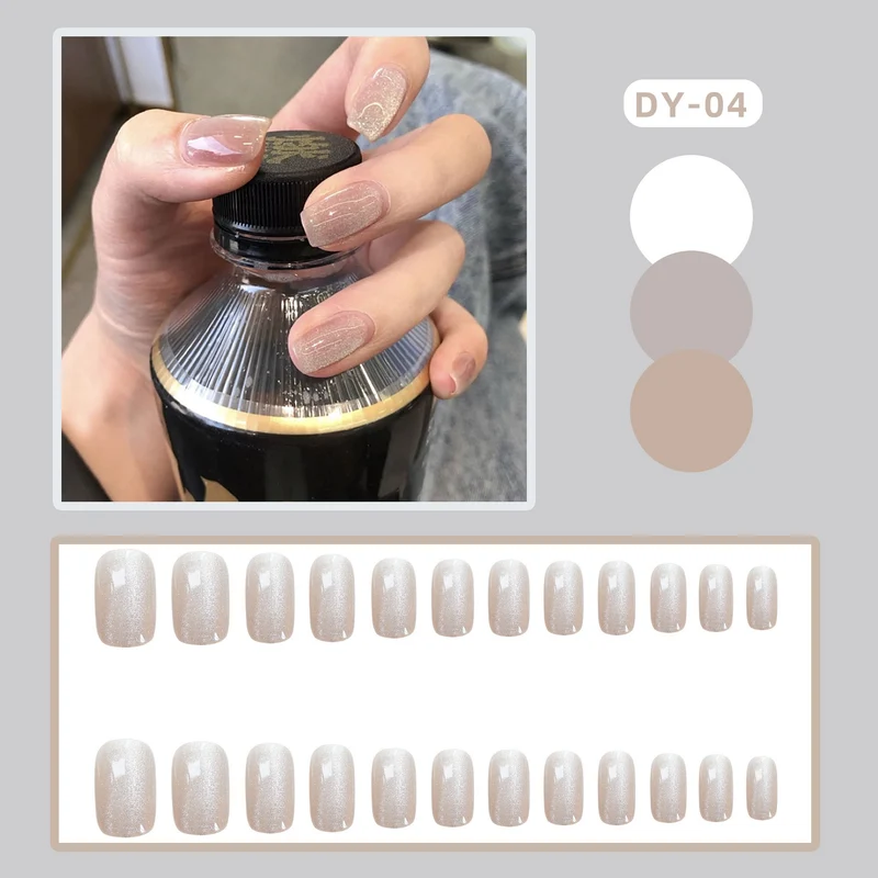 Glitzerndes Natürliches Finish Press-On Nagelset Karnz
