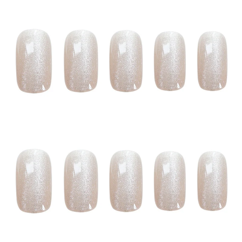 Glitzerndes Natürliches Finish Press-On Nagelset Karnz