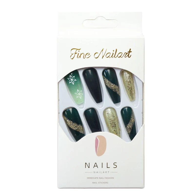 Glitzerndes Langes Stiletto Press-On Nagelset Karnz