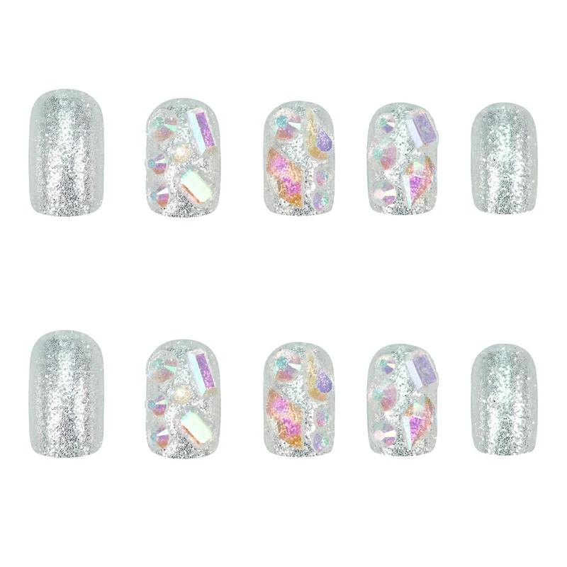 Glitzerndes Gel Press-On Nagelset Karnz