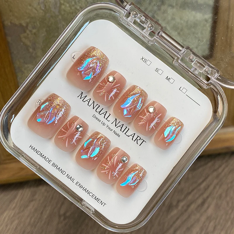 Glamorous Rhinestone-Akzent Druck-On Nagelkunst Set Karnz