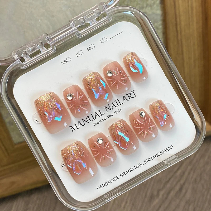 Glamorous Rhinestone-Akzent Druck-On Nagelkunst Set Karnz