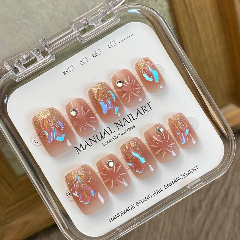 Glamorous Rhinestone-Akzent Druck-On Nagelkunst Set Karnz