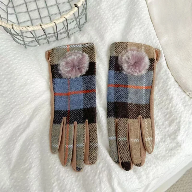 Warme Plaid Muster Touchscreen Handschuhe Karnz