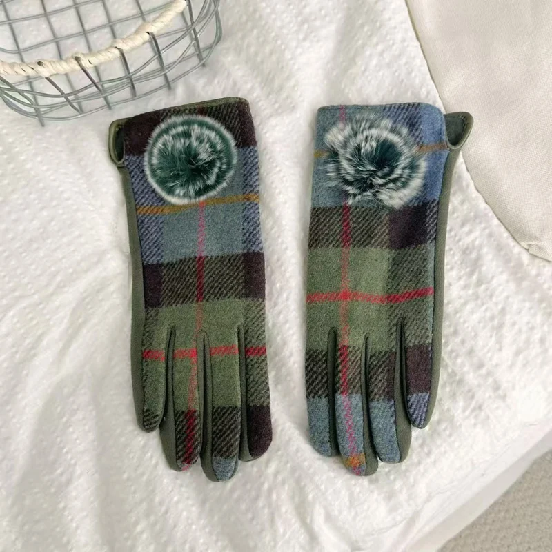 Warme Plaid Muster Touchscreen Handschuhe Karnz