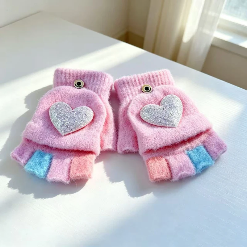 Verspielte Herz-Themen Fingerlose Handschuhe Karnz