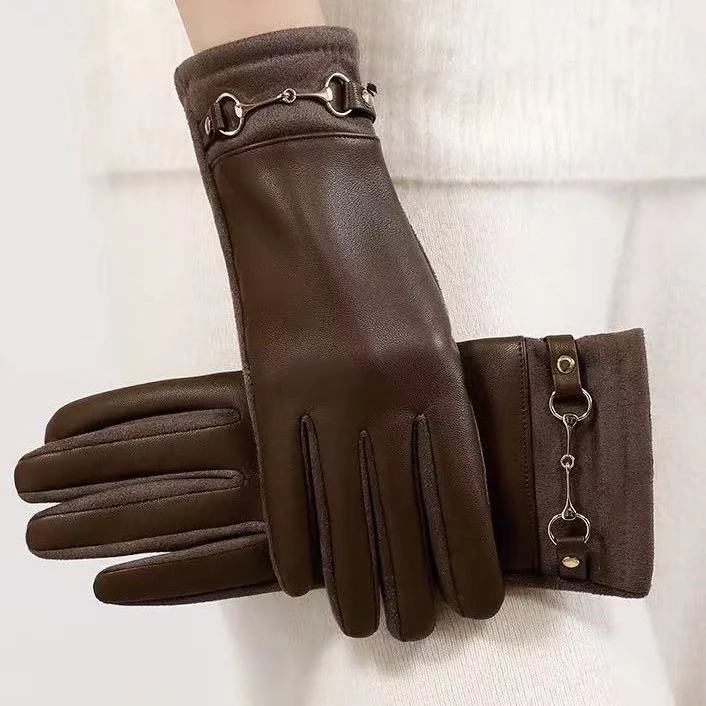 Luxuriöse Leder-Touchscreen-Handschuhe Karnz