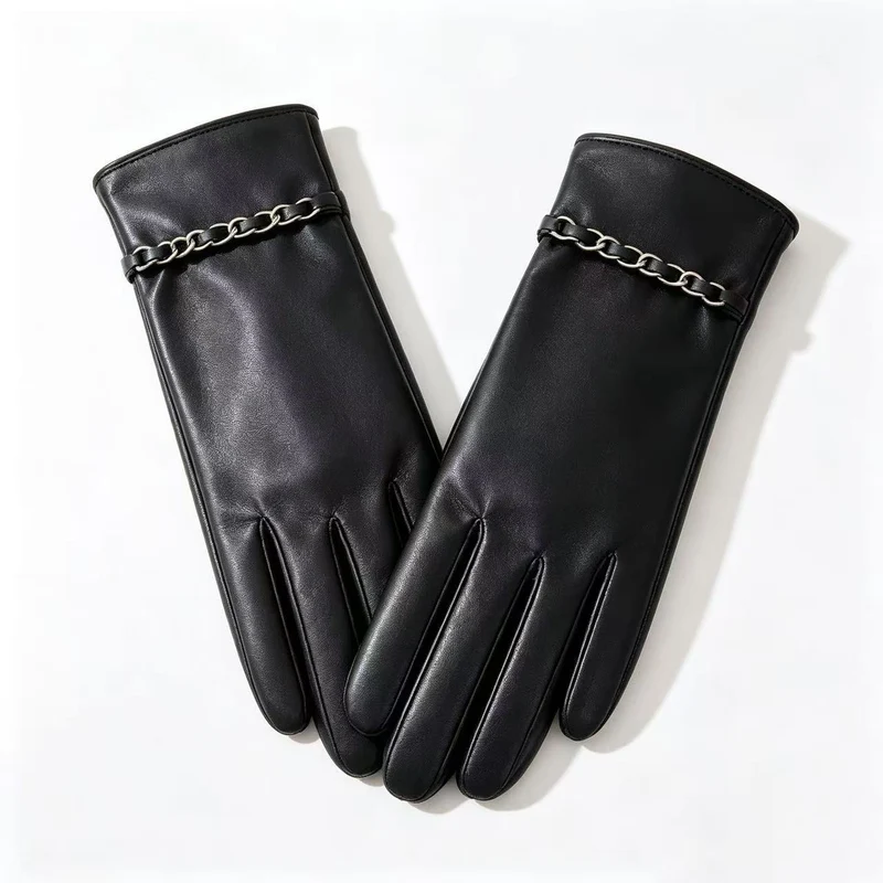 Elegante Lederhandschuhe mit Kettendetails Karnz