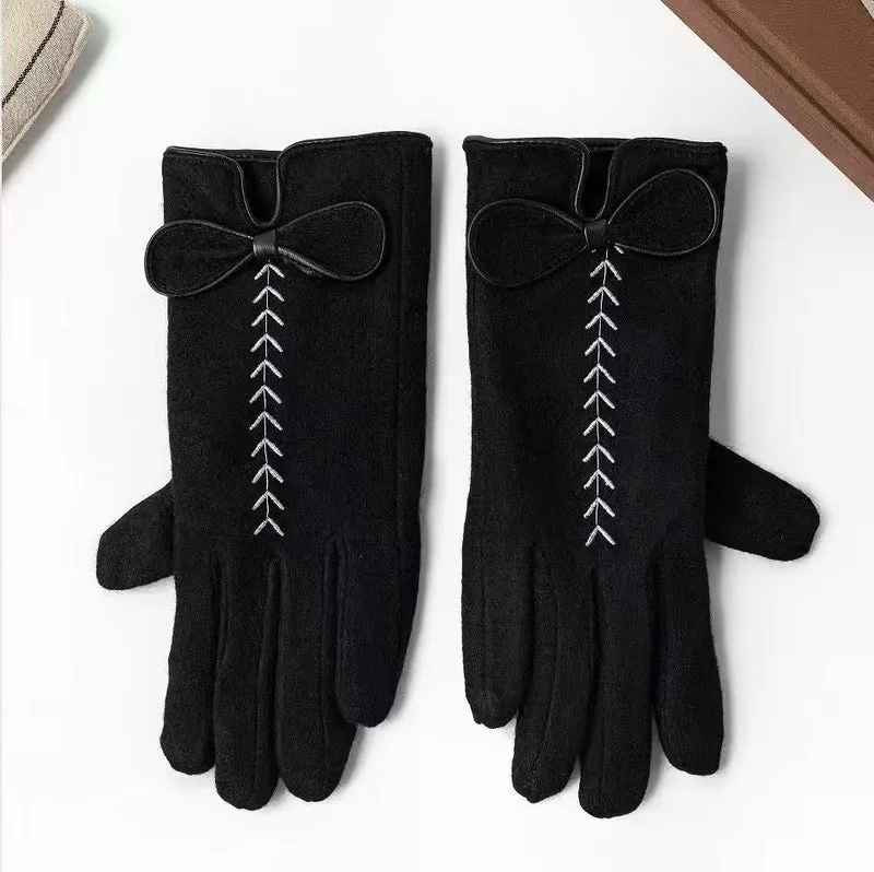 Elegante Bow-verzierte Touchscreen-Handschuhe Karnz