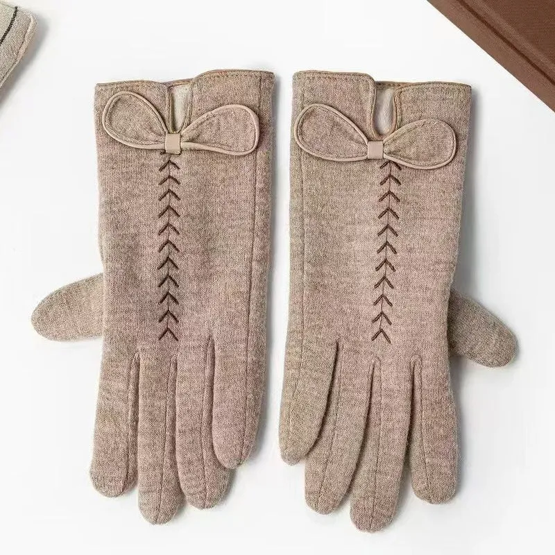 Elegante Bow-verzierte Touchscreen-Handschuhe Karnz