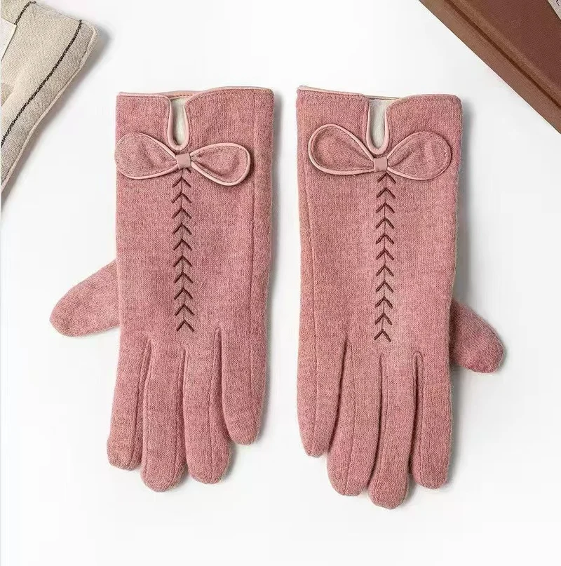 Elegante Bow-verzierte Touchscreen-Handschuhe Karnz
