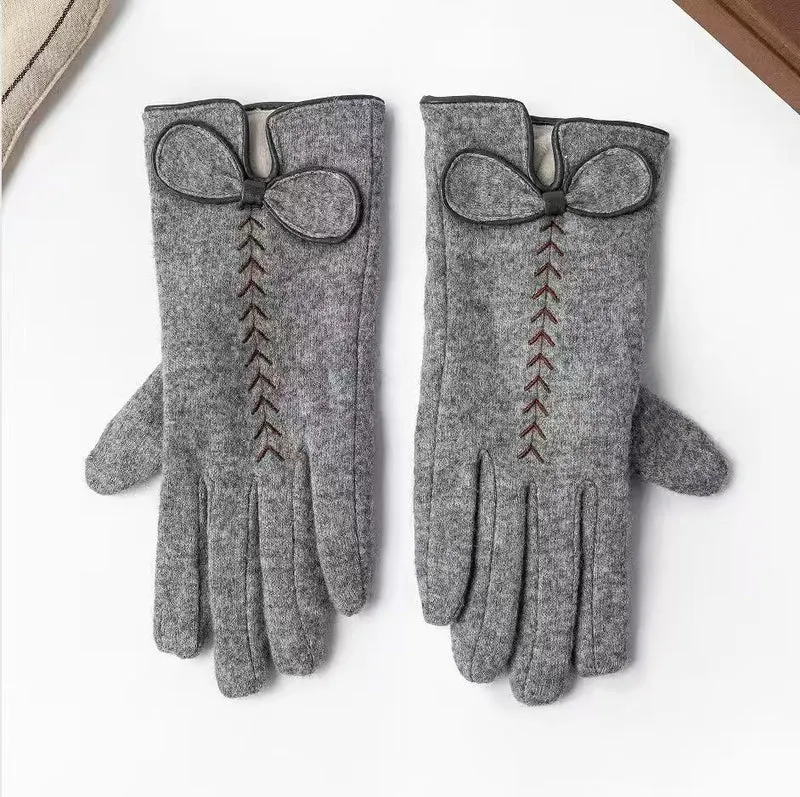 Elegante Bow-verzierte Touchscreen-Handschuhe Karnz