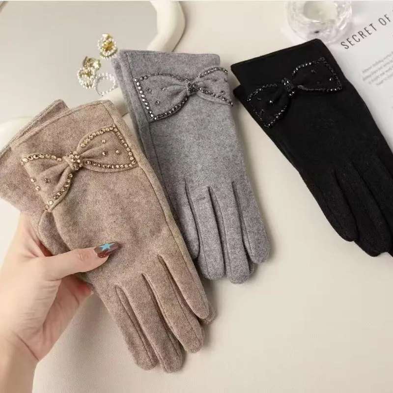 Elegante Bow Detail Touchscreen-Handschuhe Karnz