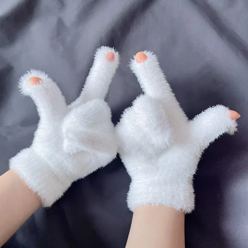 Süße Plüsch-Hasen-Themen Fingerlose Handschuhe Karnz