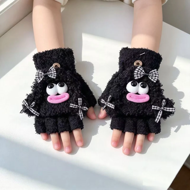 Niedliche Plüsch-Charakter-Fingerlose Handschuhe Karnz