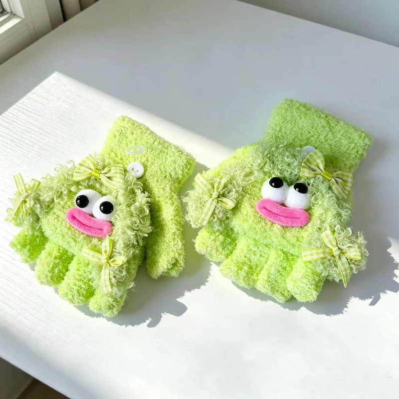 Niedliche Plüsch-Charakter-Fingerlose Handschuhe Karnz
