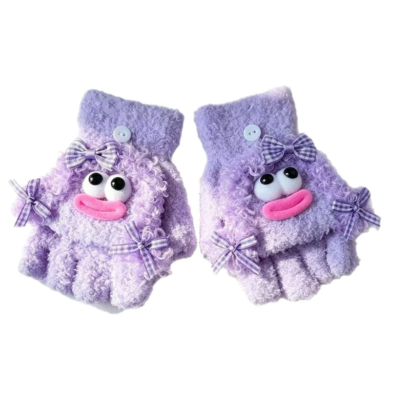 Niedliche Plüsch-Charakter-Fingerlose Handschuhe Karnz