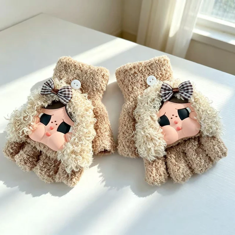 Niedliche Plüsch-Charakter-Fingerlose Handschuhe Karnz