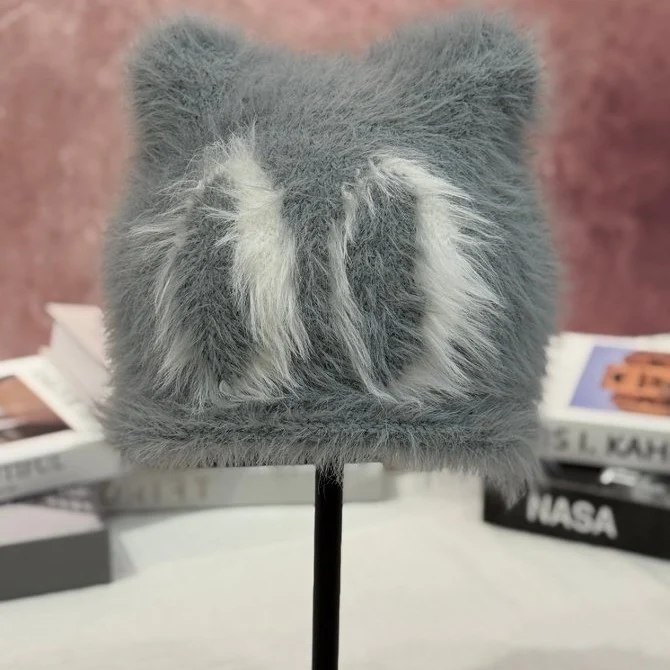 Gemütliche Kunstfell-Katzenohr-Mütze Karnz