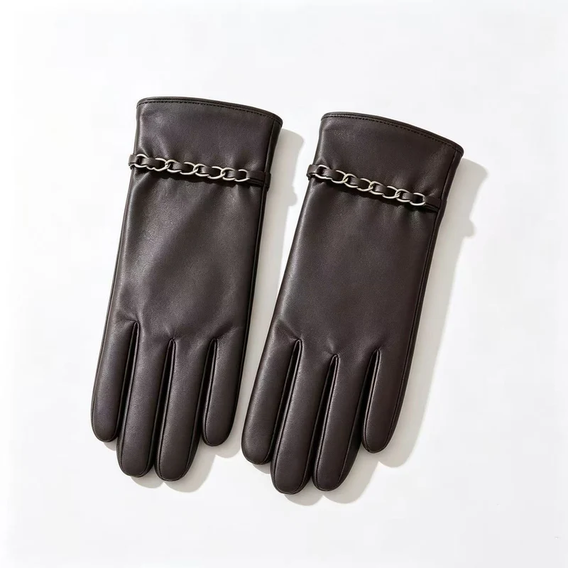 Chic Lederhandschuhe mit Kettendetails Karnz